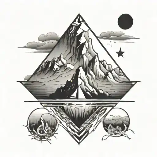 Mountain And Sea Geometric Figures Around