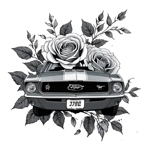 Ford Mustang And Roses