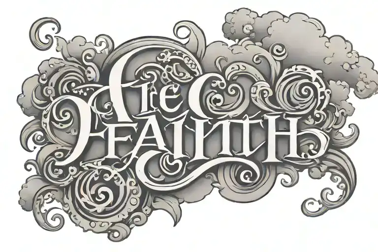 The Word Faith With Clouds Surrounding