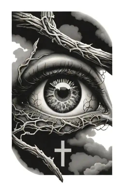Eye And A Cross With A Sky View