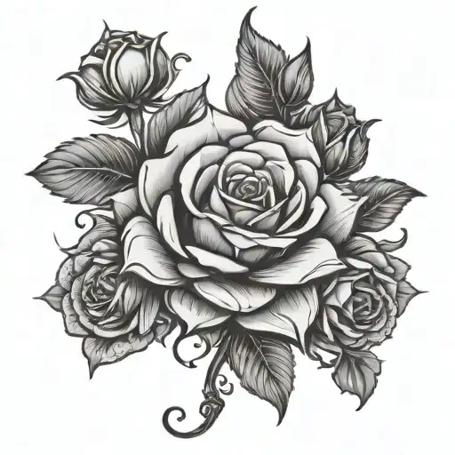 Red Roses And Mandala Back Tattoo Design