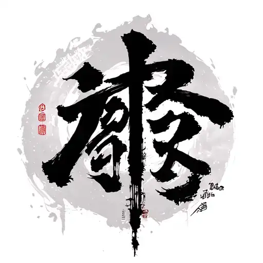 Death Word Chinese Caligraphy With Shadow