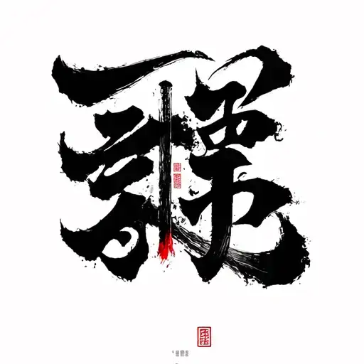 Death Word Chinese Caligraphy With Shadow