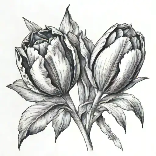 Tulips Black And Grey