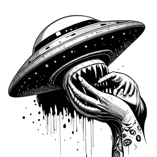 Alien Ufo With Person Getting Sucking Into The Ufo