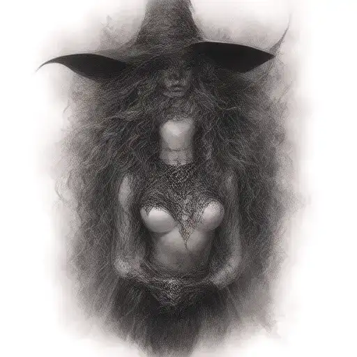 Witch Pin Up Full Body Tattoo Design