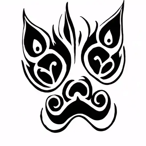 Small Simple Cat Paw Tattoo Inspired By Maori Tribal Patterns