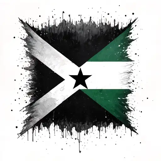 Neck Tattoo Ghana And Seychelles Flag With Black Start In Between Them