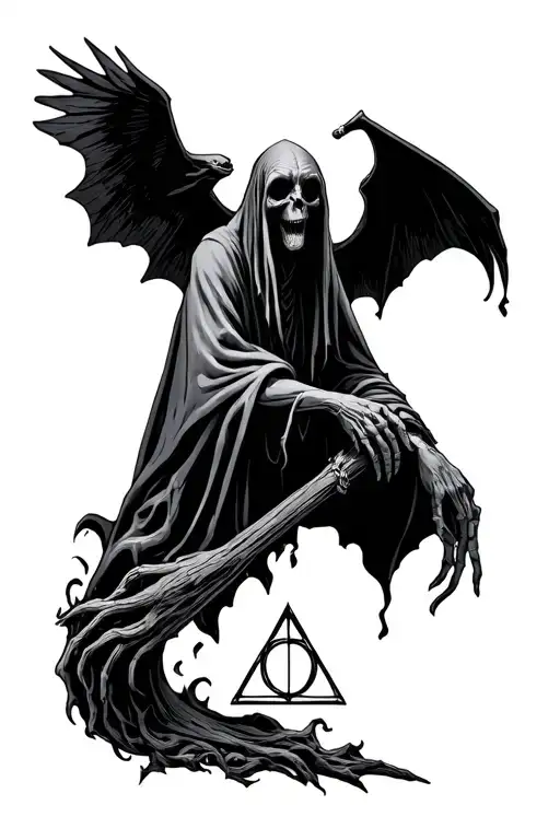 Upper Arm Sleeve With A Dementor As Basis With Other Small Details Dobby The Deathly Hallows Sign