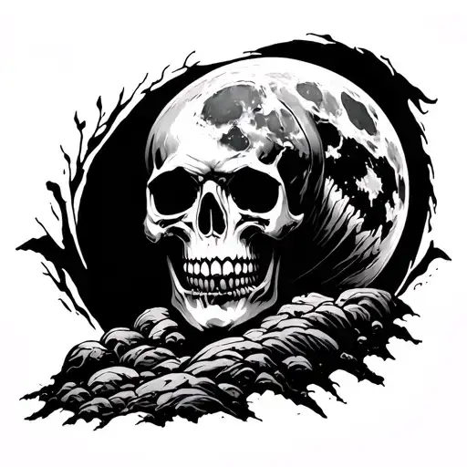 Walk Through The Valley Of Death With A Skull As The Moon