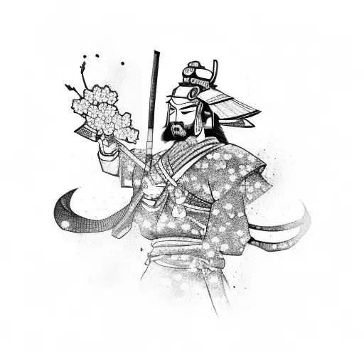 Samurai With Cherry Blossom