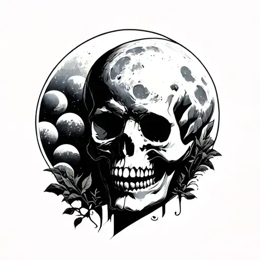 Valley Of Death With A Skull As The Moon Phases