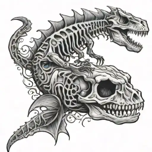 Dinosaur Mermaid Skelleton Hand