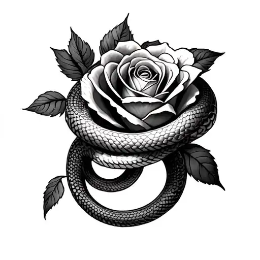 Two Snakes Wrapped Around A Rose