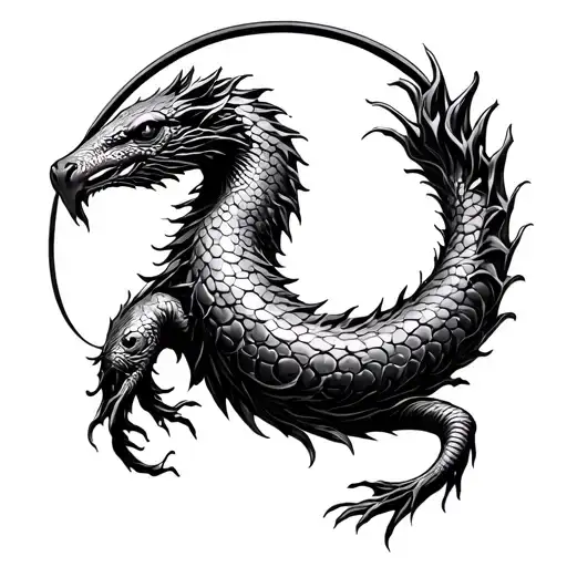 Square Sketch That Eats Its Tail In A Circle On A White Background