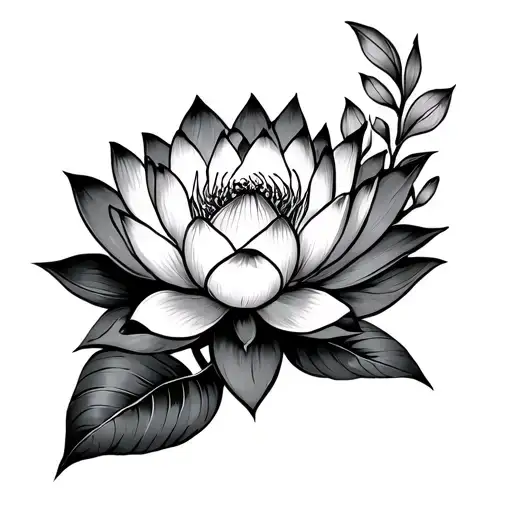 Fullybloom Lotus Flower On Shoulder Connected To Chest