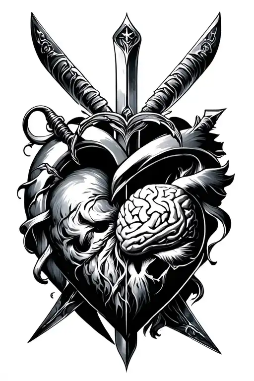 Sword Heart And Brain Intertwined