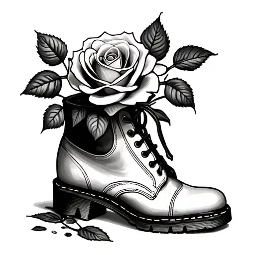 Rose Growing Out Of A Shoe