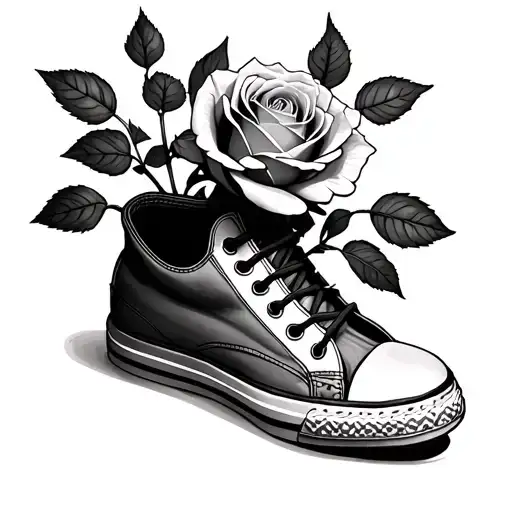 Rose Growing Out Of A Shoe Top View