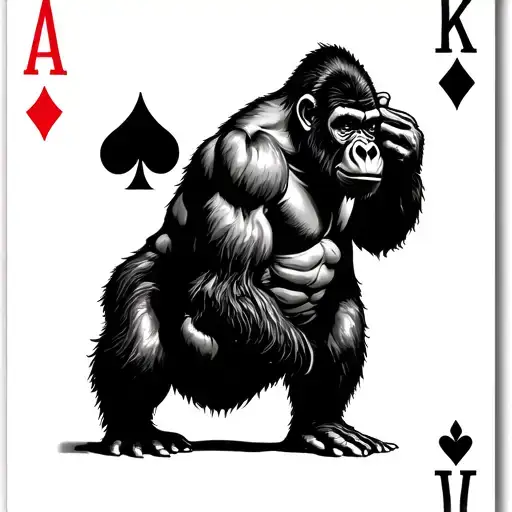 Gorilla With Ace Of Spade Card