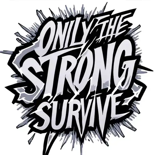 Only The Strong Survive Lettering With Lightning Around