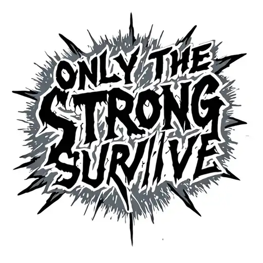 Only The Strong Survive Lettering With Lightning Striking
