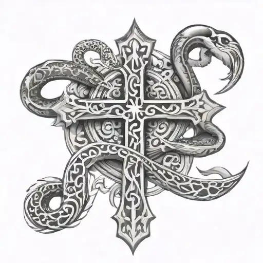 Cross With Staff And Serpent As The Bar