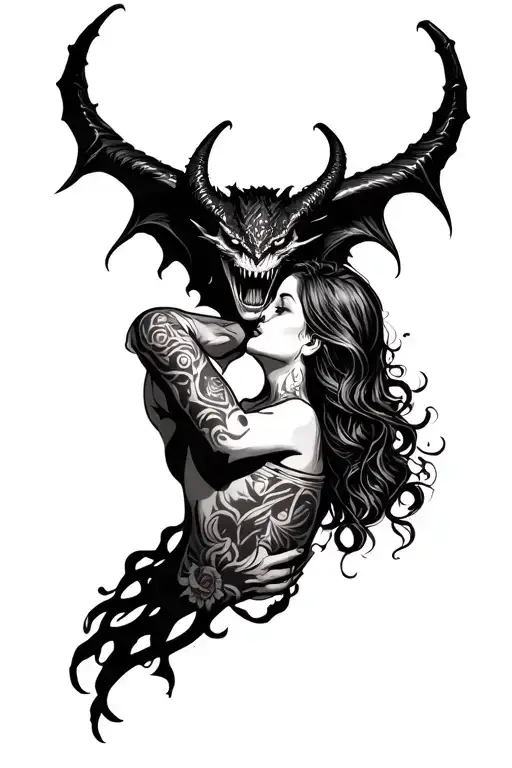 Demon Holding Woman's Neck