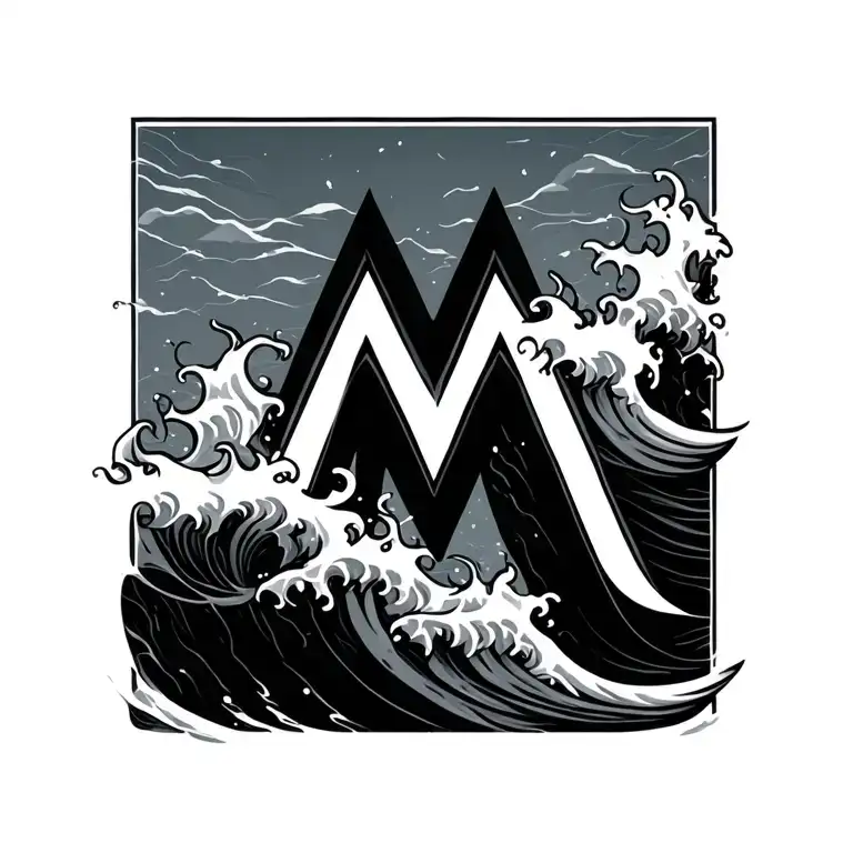 The Letter M And A Small Wave