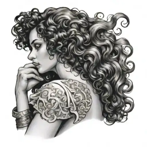 Italian Girl With Dark Curly Hair Suggestively Looking Over Shoulder