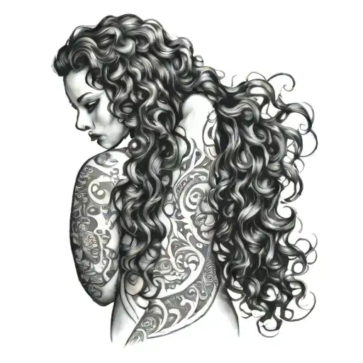 Girl With Medium Length Dark Curly Hair Suggestively Looking Over Shoulder Sexy