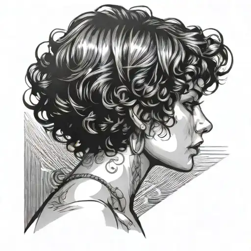 Sexy Girl With Short Dark Curly Hair Suggestively Looking Over Shoulder