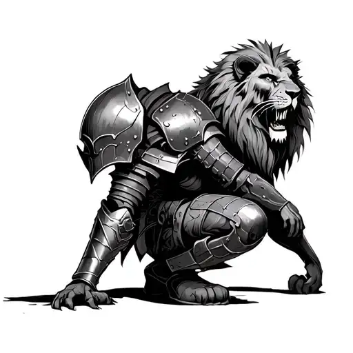 Zombie Knight Temolar Kneeling Down With Intance Detail Of A Lion Armor