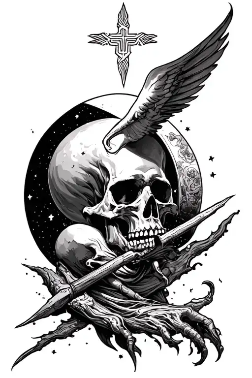 Create A Holy Death With Space Tattoo Design