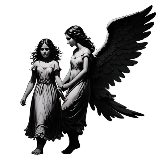 Gaurdian Angel Daughter Walking Holding Hands