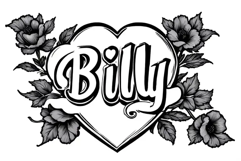 Simple Tattoo For Love With The Name Billy