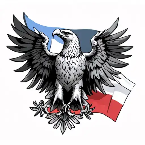 Eagle And Polish Flag Waving