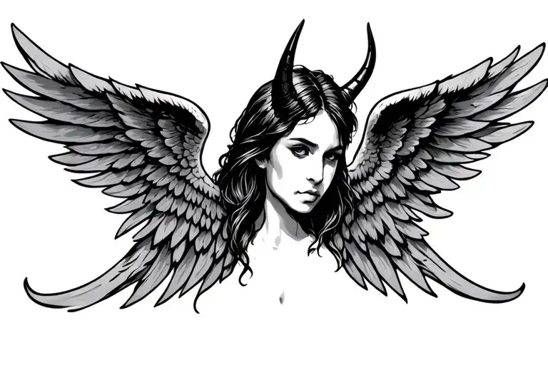 Devil Horn Angel Wings Spread