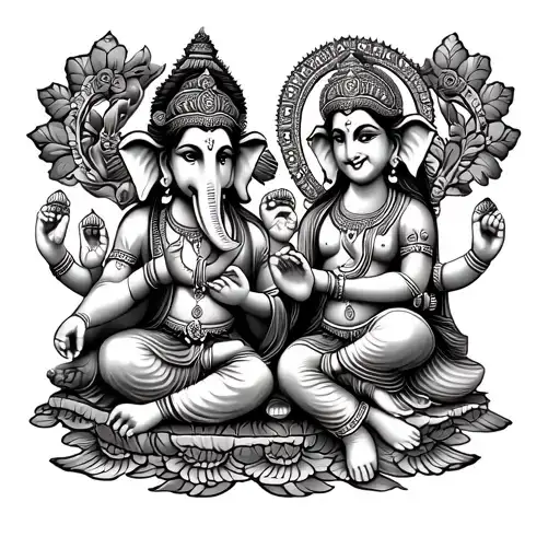 Ganesha And Parvati Family Love