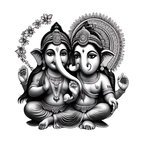 Ganesha And Parvati Family Love