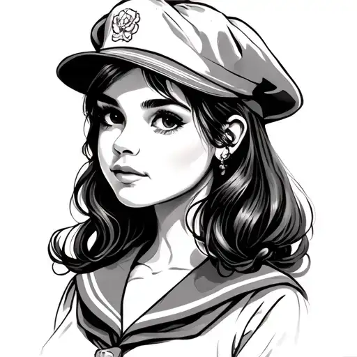 Girl In Sailor Uniform Sailor Jerry Style