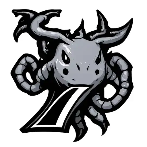 Zoodiac Cancer And Number 7 Simple Character