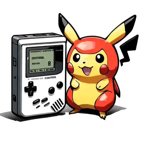 Old School Gameboy That Projects Pikachu And Red From The Pokemon Game Yellow