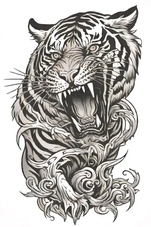 Tiger Roaring Fiercely