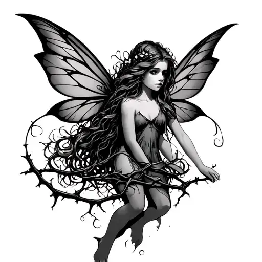 Fairy Tangled In Thorn Vine Wrapping
