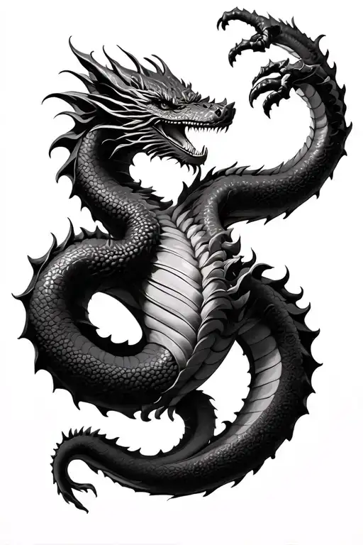 3D Wrap Around 4 Leg Dragon Coiled