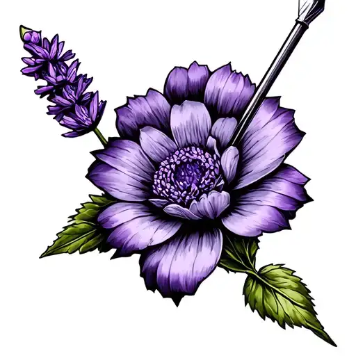 A Dart With The Shaft Being A Lavender Flower Surrounded