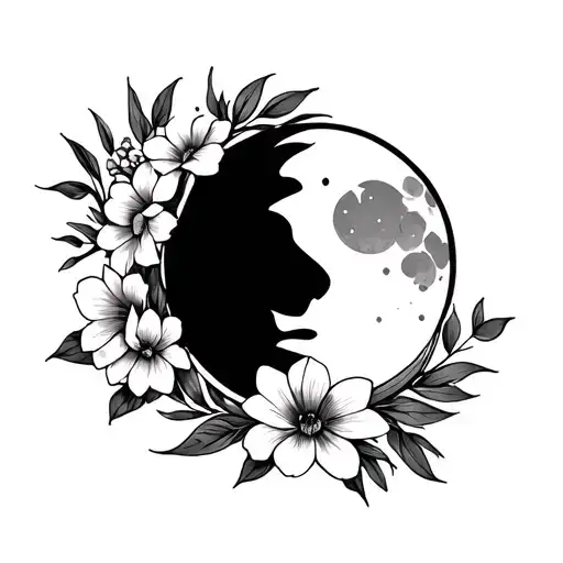 Moon Surrounded By Decemver Flower