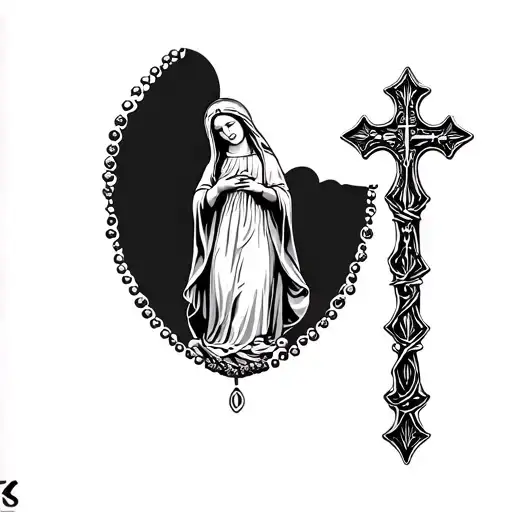 Our Lady Of Fatima Cross And Rasery Beads