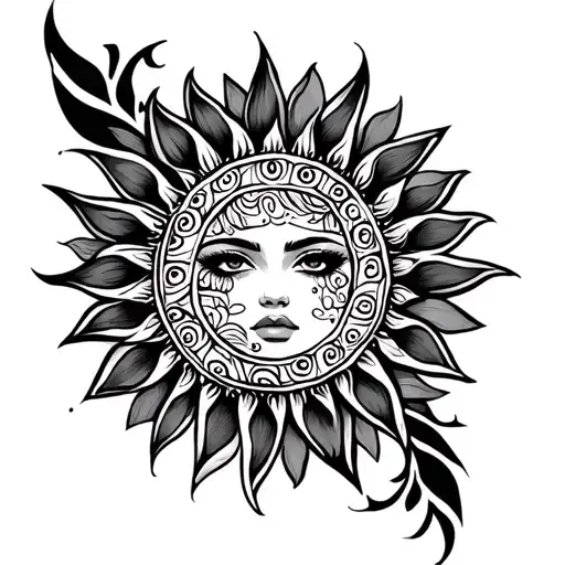 Demi Sun Style Tribal Tattoo Sans Visage